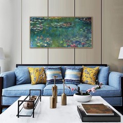 Framed Wall Art Canvas Prints Water Lilies by Claude Monet Garden Scenery Lar…