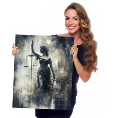 Lady Justice Wall Art #1: Blindfolded Goddess with Scales and Sword