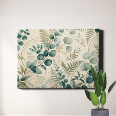 Sage eucalyptus fern botanical pattern brass accents Wall Art