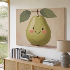 Cheerful Pear Illustration Canvasplayful Kitchen Wall Art