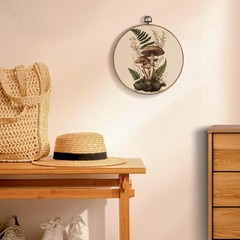 Vintage Framed Wall Art, Cottagecore Botanical Round Wall Art, Farmhouse Roun…