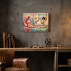 Powerpuff Girls Adult Canvas Print 12×16 – Vintage Retro Pin-Up Wall Art Decor