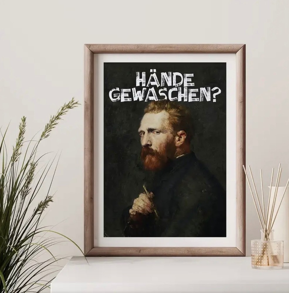 Canvas Wall Art HUMOROUS BATHROOM Van Gough 12 X 16 755