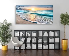 Stunning 30×60 Inch Sunset and Ocean Waves Canvas Print for Home Elegance