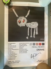 Drake «FOR ALL THE DOGS» Art Album Music Canvas Poster Print 12”x18” Unframed