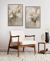 Luxury Beaded Gold Botanical Floral Art Set by The Creative Bunch – 2 Pieces
