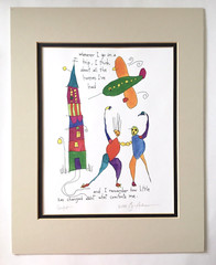 Vintage Framed Print Story People Brian Andreas “Comfort” 1995 Dbl Mat 11×14