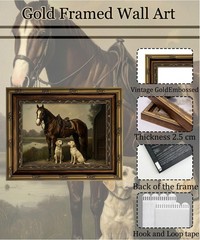Vintage Gold Framed Wall Art, Vintage Equestrian Wall Art Decor Rustic Horse …