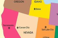 50 States and Capticals of United States Map of America Colorful Poster Map
