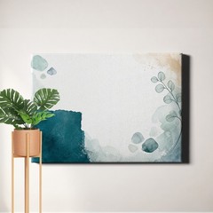 Botanical Watercolor Negative Space Art Print Minimalist Abstract Leaves