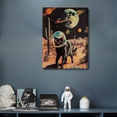 Ijeroain Black Space Cats Wall Art Funny Cat Wall Decor Pictures Cat astronau…