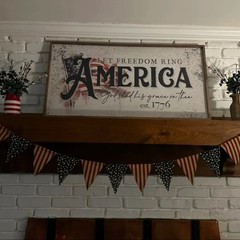 1776 America Let Freedom Ring Framed Wood Wall Art Print Patriotic Home Decor