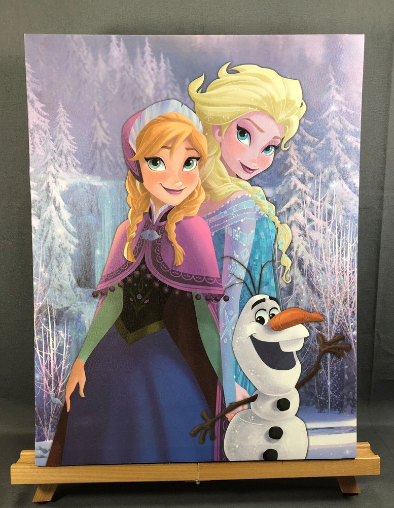 Disney Frozen Canvas Print Hanging Wall Art Room Décor – Elsa Anna Olaf 14″x 18″