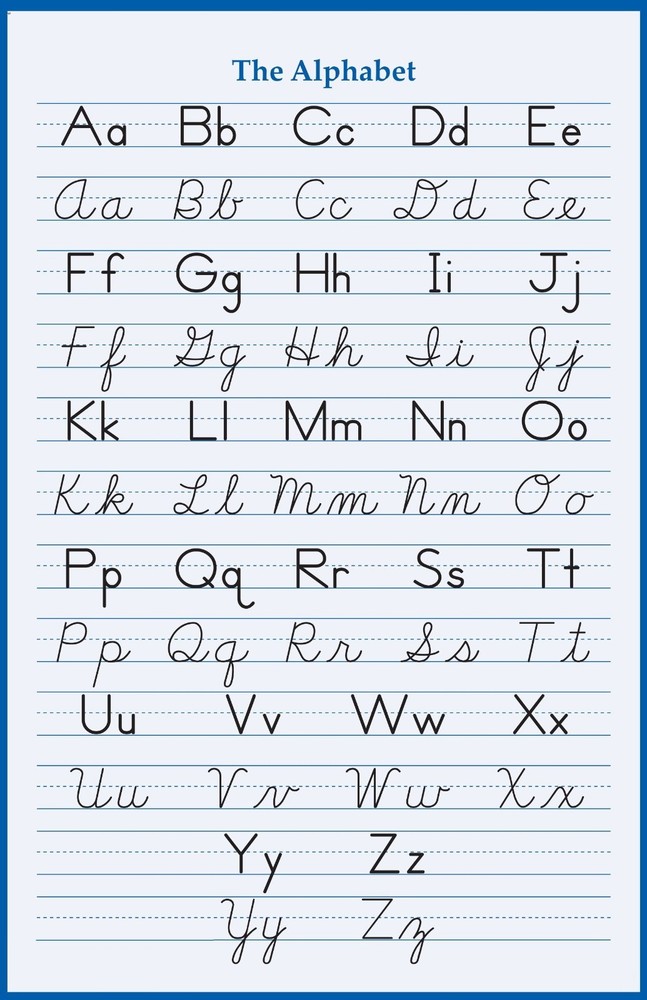 ALPHABET HANDWRITING CURSIVE POSTER 24 X 36 INCH school elementary letters abc