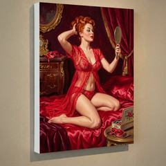 The Woman In Red Canvas Print 12×16 – Vintage Retro Pin-Up Wall Art Decor