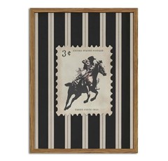 Vintage Western Cowboy Wall Art Black and White Striped 16″L x 12″W, D
