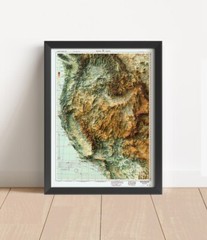 Western USA Map, Western USA 2D Relief Map – 2D Flat Print