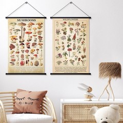 Vintage Mushroom Flower Butterfly Wall Art Poster Rustic Decor 15.7×23.6″