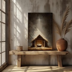 Nativity Scene Canvas Art | Jesus Birth Christian Home Wall Decor