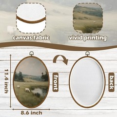 Vintage Sheep Oval Wall Art Decor, Rustic Country Oval Canvas Prints Framed, …