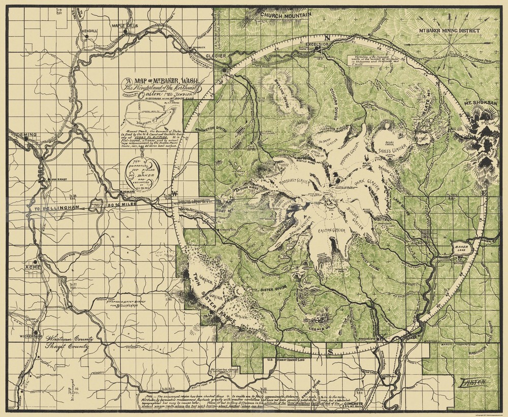 Historic City Map – Mount Baker Washington – Easton 1912 – Vintage Wall Art