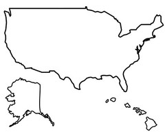 USA Whole Country Blank Map GLOSSY POSTER PICTURE PHOTO PRINT BANNER 12109
