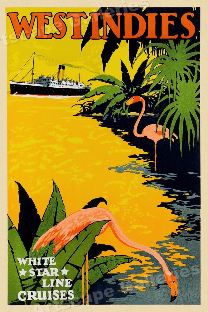 1930s West Indies White Star Cruise Line Vintage Style Travel Poster – 24×36