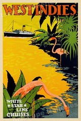 1930s West Indies White Star Cruise Line Vintage Style Travel Poster – 24×36