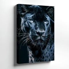 Wall Art Black Panther Portrait Canvas Print Dark Wildlife Animal Poster Decor