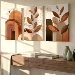 3 Pieces Abstract Earth Tones Large Wall Art Set for Living Room Set Of 3