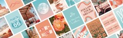 Artivo Peach Teal Aesthetic Wall Collage Kit, 50 Set 4×6 inch, Girls Bedroom