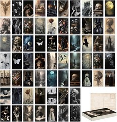 64 Pcs Dark Academia Decor Postcards, 4x6in Moody Dark Wall Collage Kit, Gothic
