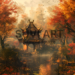Digital Image Beautiful Hut Picture Wall art for living and bed room A-160