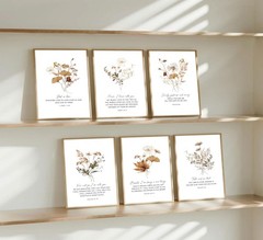 6Pcs Bible Verses Floral Wall Art Christian Wildflower Poster Prints Scriptur…