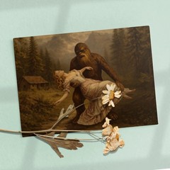 Bigfoot Sasquatch Art Print Victorian Woman Gothic Fantasy Forest Bride Poster