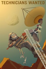 “Technicians Wanted” Retro Style Classic Mars Exploration Wall – POSTER 20″x30″