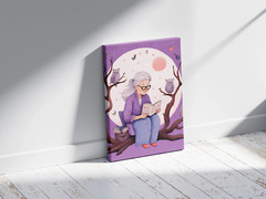Old Lady Stories | Minimalist Owl Art |Frame Home Decor |Fluffy Fine Art
