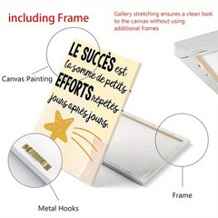 Framed Canvas French Success Quote Shooting Star Motivational Wall Decor