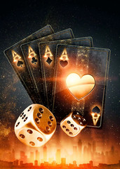 Poker Cards Neon Art Poster Canvas Printing Poker Wall Decor Card Gaming Room Ae
