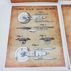 Star Trek USS Enterprise Patent Print Set Of 4 1981-1990