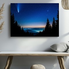Breathtaking Night Sky Filled With Countless Stars, Illuminated By A Wall Art