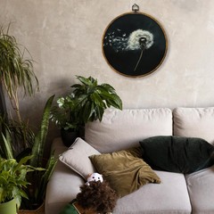 Hiuwevt Dandelion Round Wall Art Decor, White Flower 10″L x 10″W, Color57
