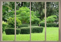 Wall26- 3D Green Shrubs and Trees at a Park – Creative Wall Mural – 66×96 inches