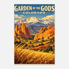 1930s Garden Of The Gods Colorado Travel Poster – WPA Style Red Rock Art Print