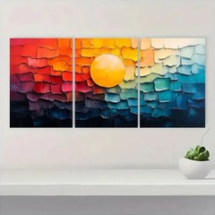 3pcs Vibrant Colorful Living Room Decor A Wall Art Canvas Framed 50x70cm
