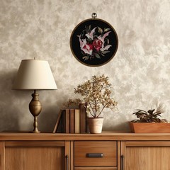 Pink Bat and Pomegranate Round Wall Art Decor,10×10 Inch Gothic Whimsical Can…