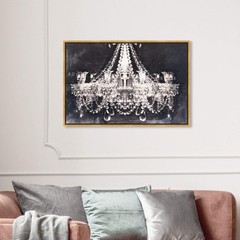 The Oliver Gal Artist Co. Modern 36 in x 24 in, Glam Crystal Chandelier, Canv…