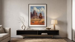 Western Cowboy Oil Painting Wall Art Monument Valley Desert Horse Canvas Poster
