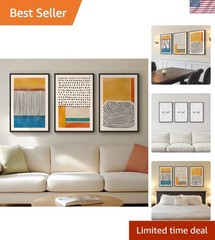 Framed Colorful Abstract Wall Art for Living Room, 3 Piece Mid Century Modern…