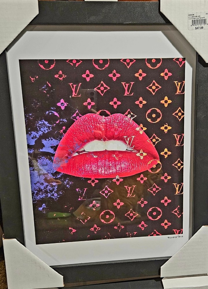 HOT PINK GLAM LIPS – Louis Vuitton- Fairchild Paris 14″x18″ Framed Print